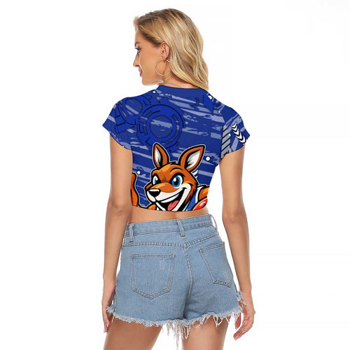 North Melbourne Kangaroos Raglan Cropped T Shirt Mascot Cartoon Football Illustration Style