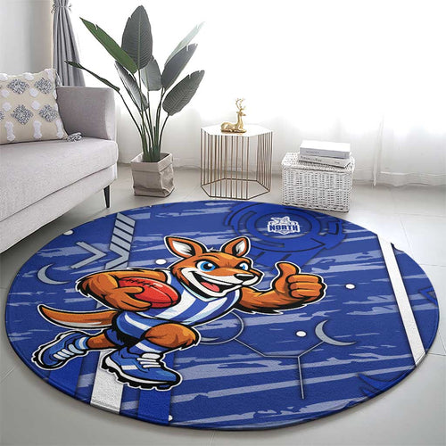 North Melbourne Kangaroos Round Carpet Mascot Cartoon Football Illustration Style