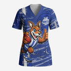North Melbourne Kangaroos Scrub Top Mascot Cartoon Football Illustration Style