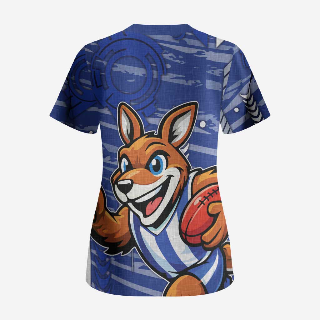 North Melbourne Kangaroos Scrub Top Mascot Cartoon Football Illustration Style