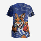 North Melbourne Kangaroos Scrub Top Mascot Cartoon Football Illustration Style