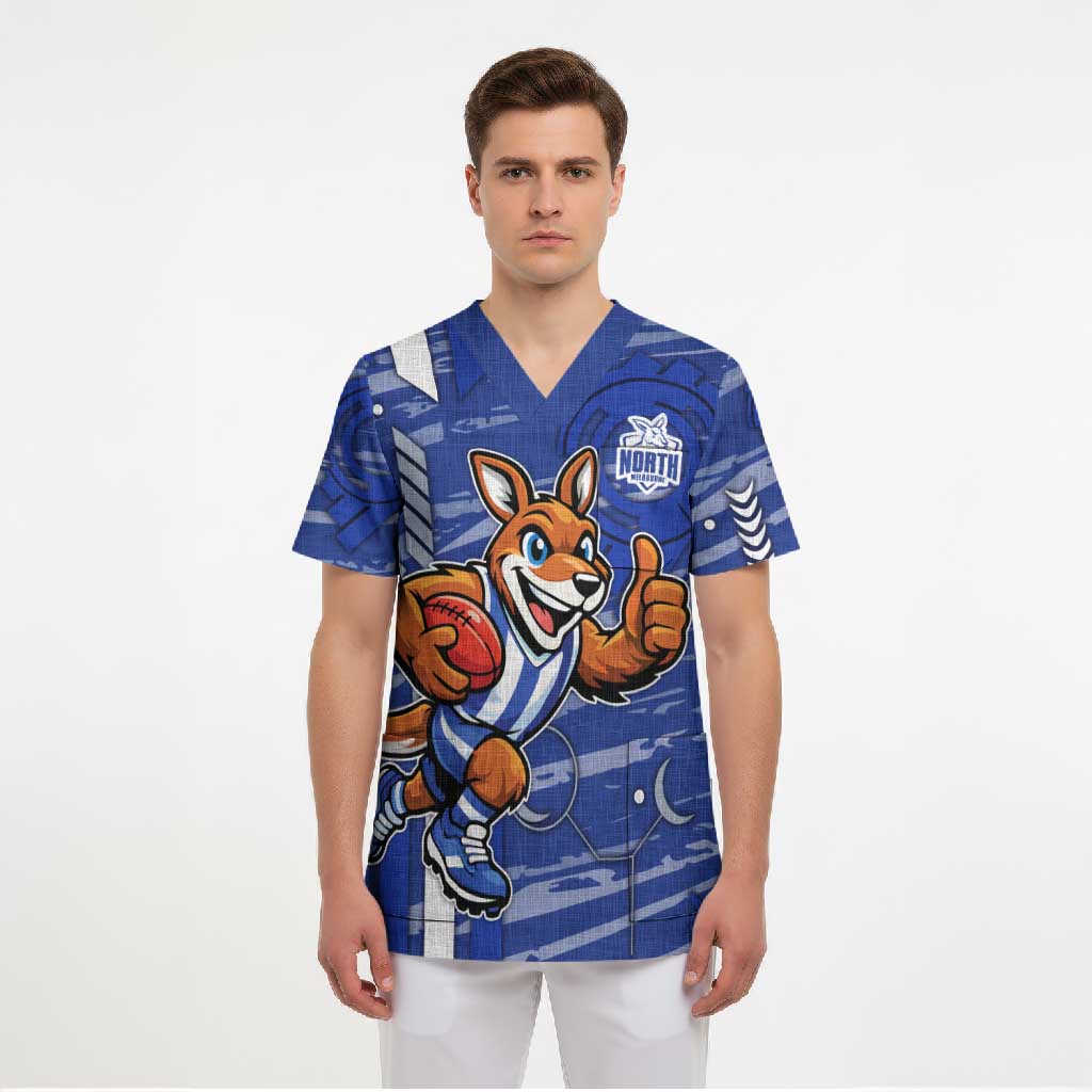 North Melbourne Kangaroos Scrub Top Mascot Cartoon Football Illustration Style