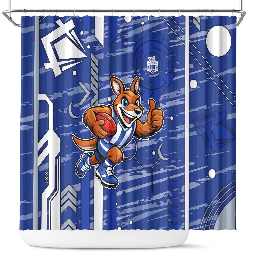 North Melbourne Kangaroos Shower Curtain Mascot Cartoon Football Illustration Style