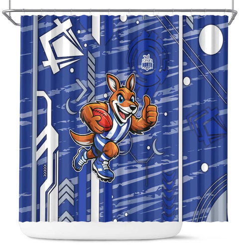 North Melbourne Kangaroos Shower Curtain Mascot Cartoon Football Illustration Style