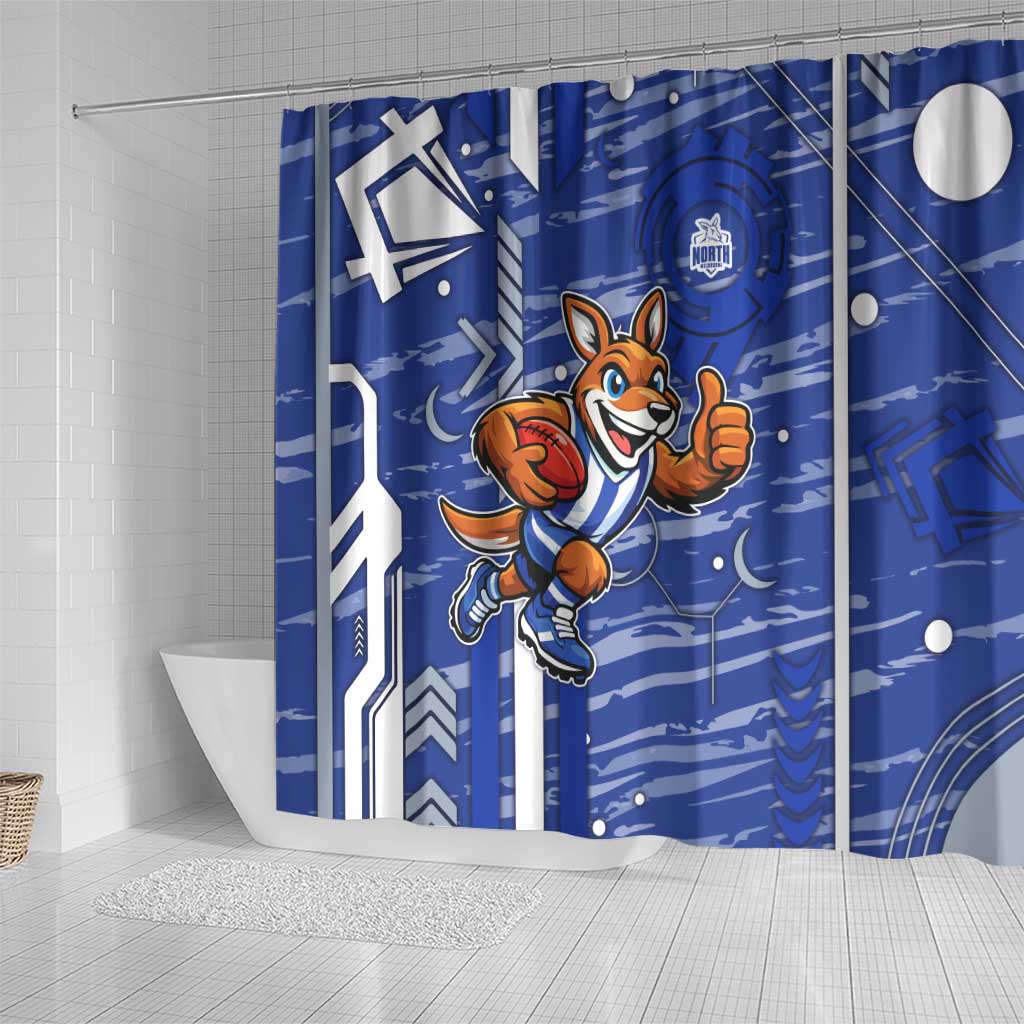 North Melbourne Kangaroos Shower Curtain Mascot Cartoon Football Illustration Style