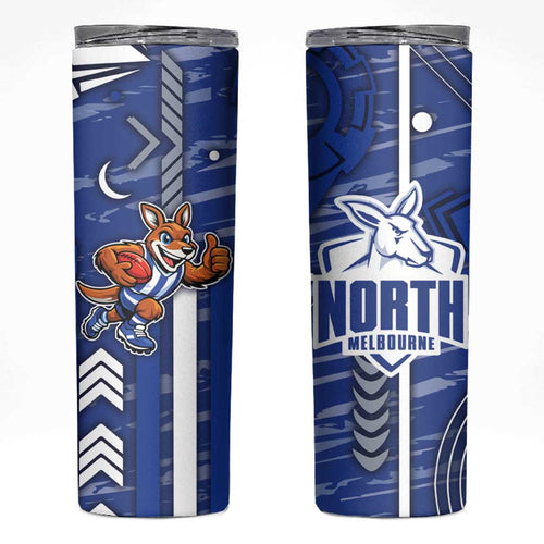 North Melbourne Kangaroos Skinny Tumbler Mascot Cartoon Football Illustration Style