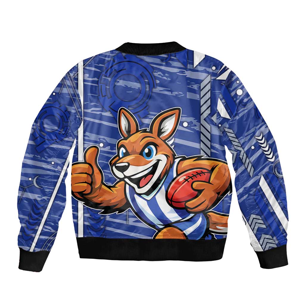 North Melbourne Kangaroos Sleeve Zip Bomber Jacket Mascot Cartoon Football Illustration Style