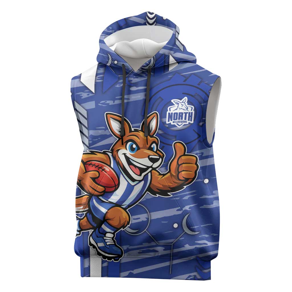 North Melbourne Kangaroos Sleeveless Hoodie Mascot Cartoon Football Illustration Style