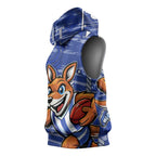 North Melbourne Kangaroos Sleeveless Hoodie Mascot Cartoon Football Illustration Style
