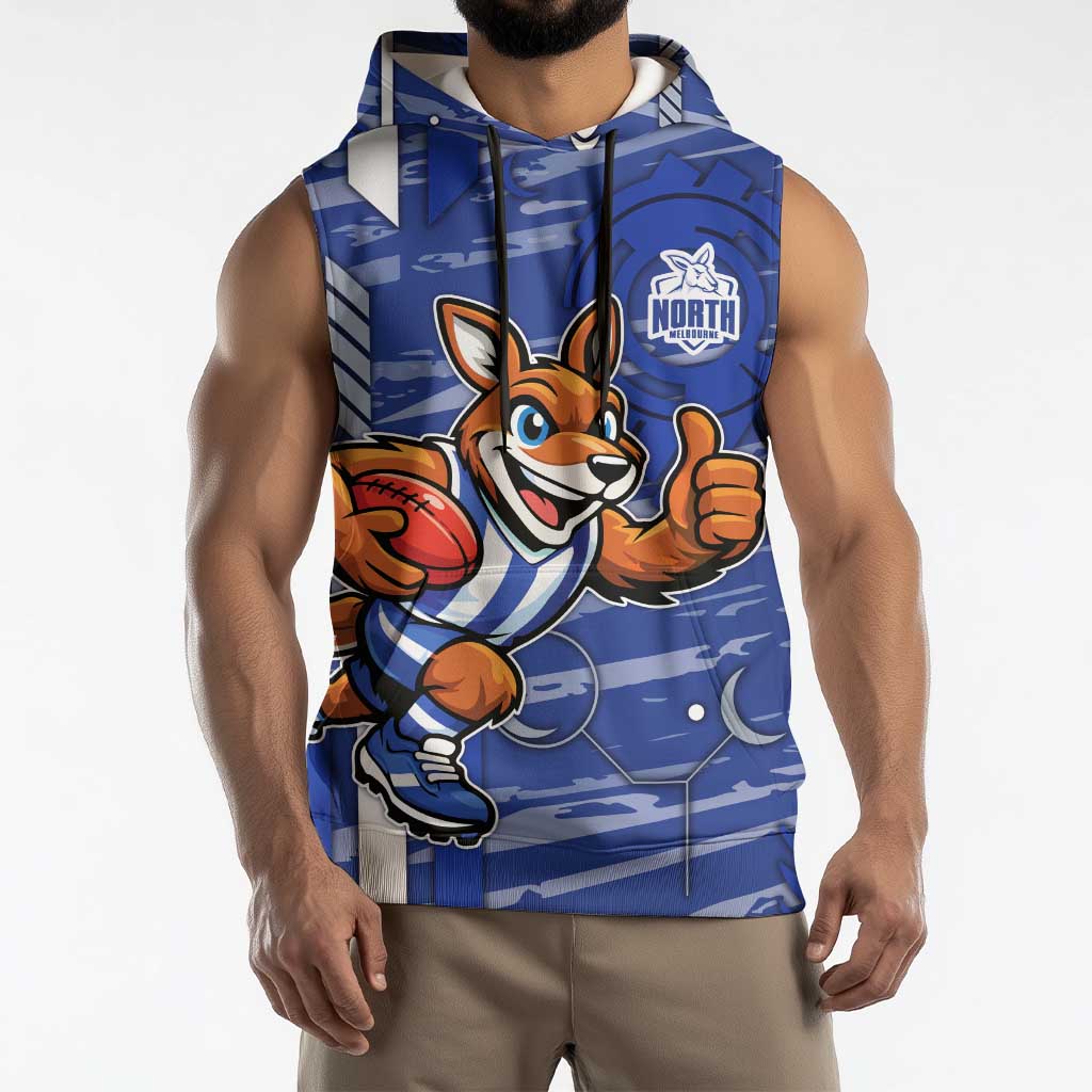 North Melbourne Kangaroos Sleeveless Hoodie Mascot Cartoon Football Illustration Style
