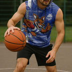 North Melbourne Kangaroos Sleeveless Hoodie Mascot Cartoon Football Illustration Style