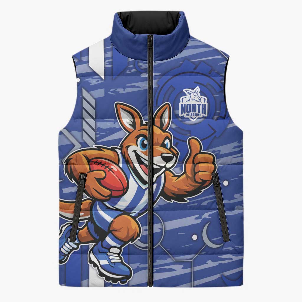 North Melbourne Kangaroos Sleeveless Puffer Jacket Mascot Cartoon Football Illustration Style