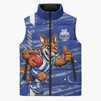 North Melbourne Kangaroos Sleeveless Puffer Jacket Mascot Cartoon Football Illustration Style