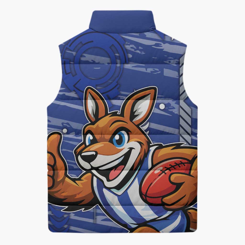 North Melbourne Kangaroos Sleeveless Puffer Jacket Mascot Cartoon Football Illustration Style