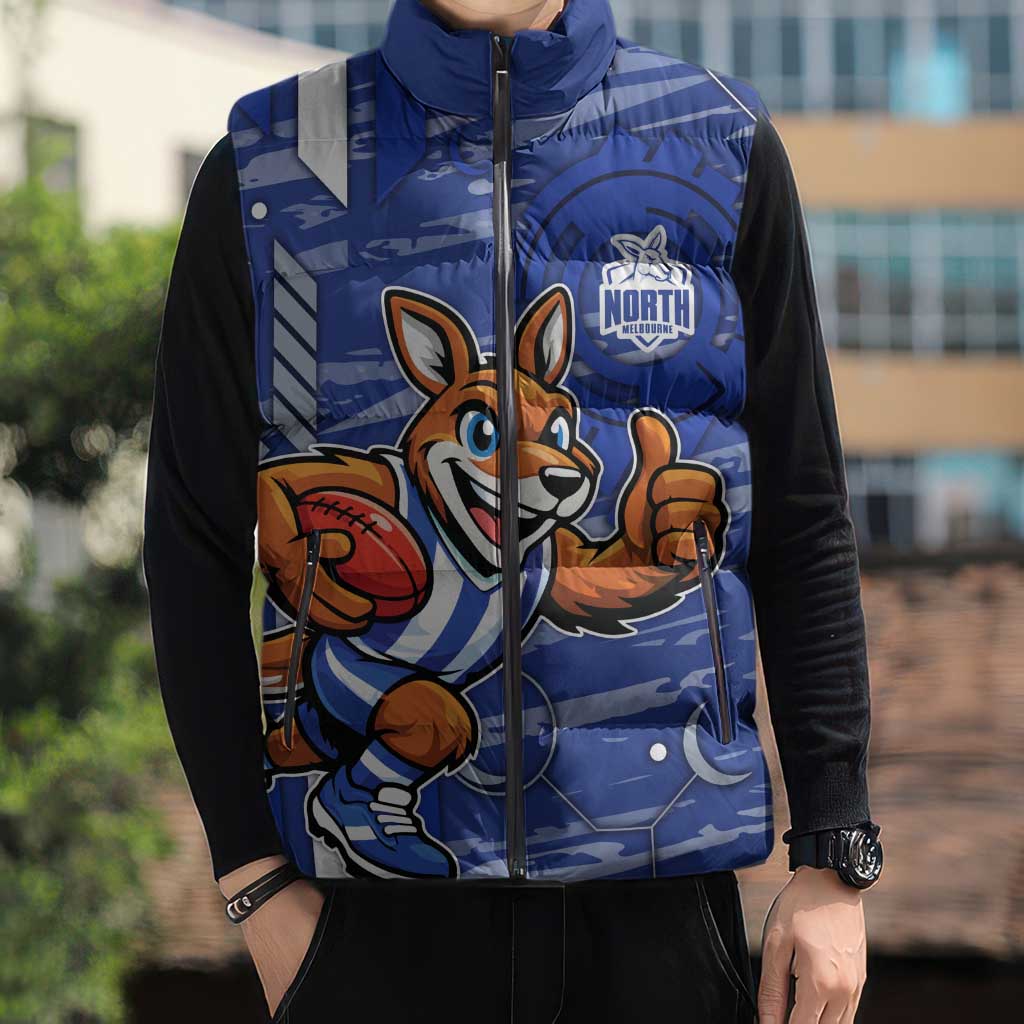 North Melbourne Kangaroos Sleeveless Puffer Jacket Mascot Cartoon Football Illustration Style