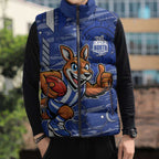 North Melbourne Kangaroos Sleeveless Puffer Jacket Mascot Cartoon Football Illustration Style