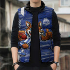 North Melbourne Kangaroos Sleeveless Puffer Jacket Mascot Cartoon Football Illustration Style