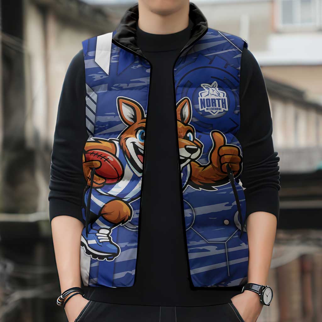 North Melbourne Kangaroos Sleeveless Puffer Jacket Mascot Cartoon Football Illustration Style