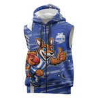 North Melbourne Kangaroos Sleeveless Zip Hoodie Mascot Cartoon Football Illustration Style
