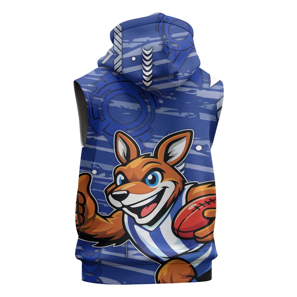 North Melbourne Kangaroos Sleeveless Zip Hoodie Mascot Cartoon Football Illustration Style