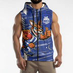 North Melbourne Kangaroos Sleeveless Zip Hoodie Mascot Cartoon Football Illustration Style