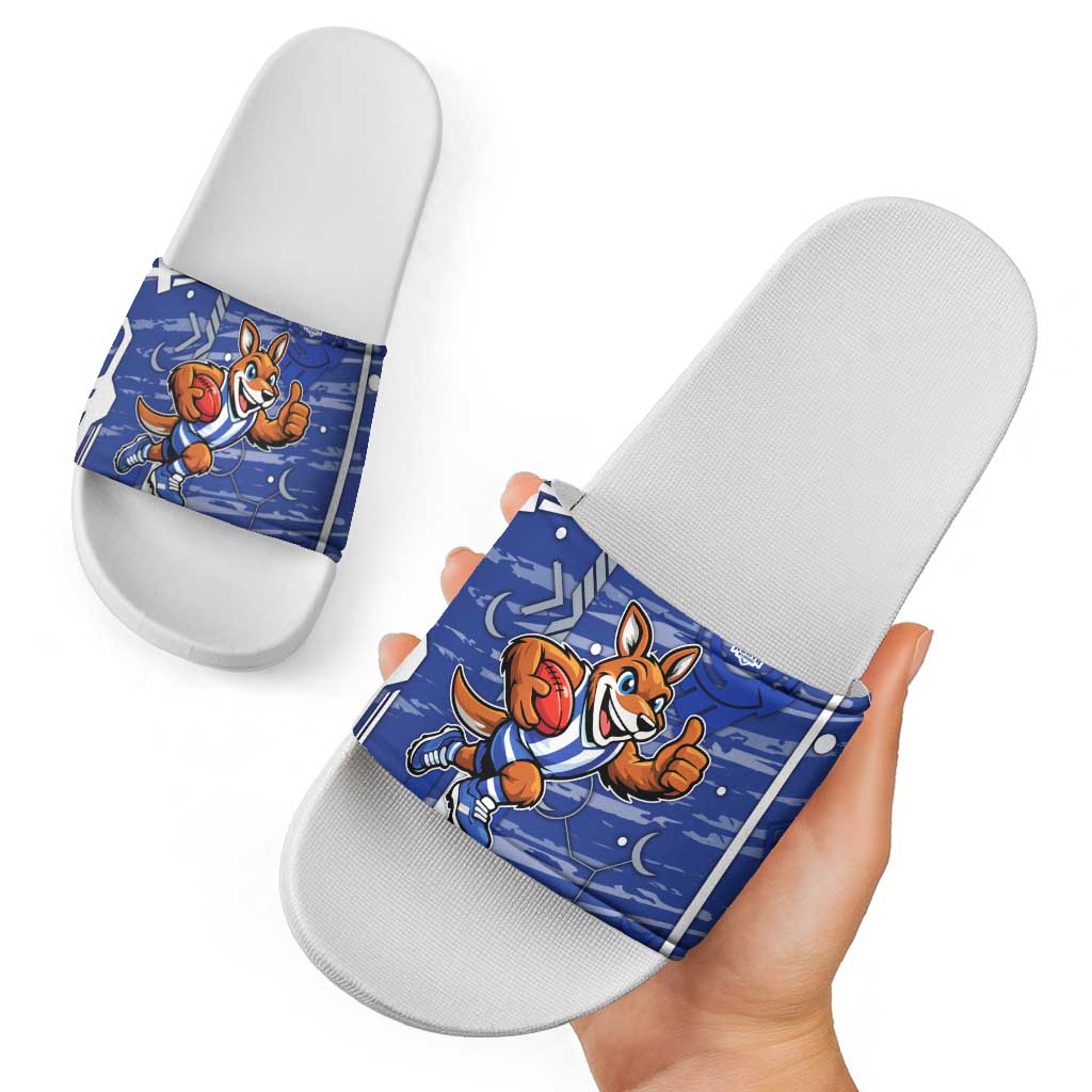 North Melbourne Kangaroos Slide Sandals Mascot Cartoon Football Illustration Style