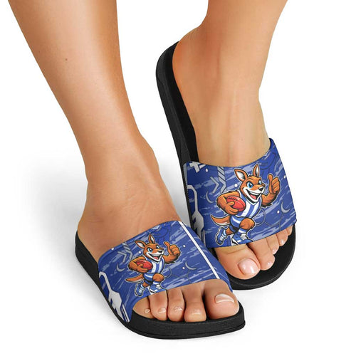 North Melbourne Kangaroos Slide Sandals Mascot Cartoon Football Illustration Style