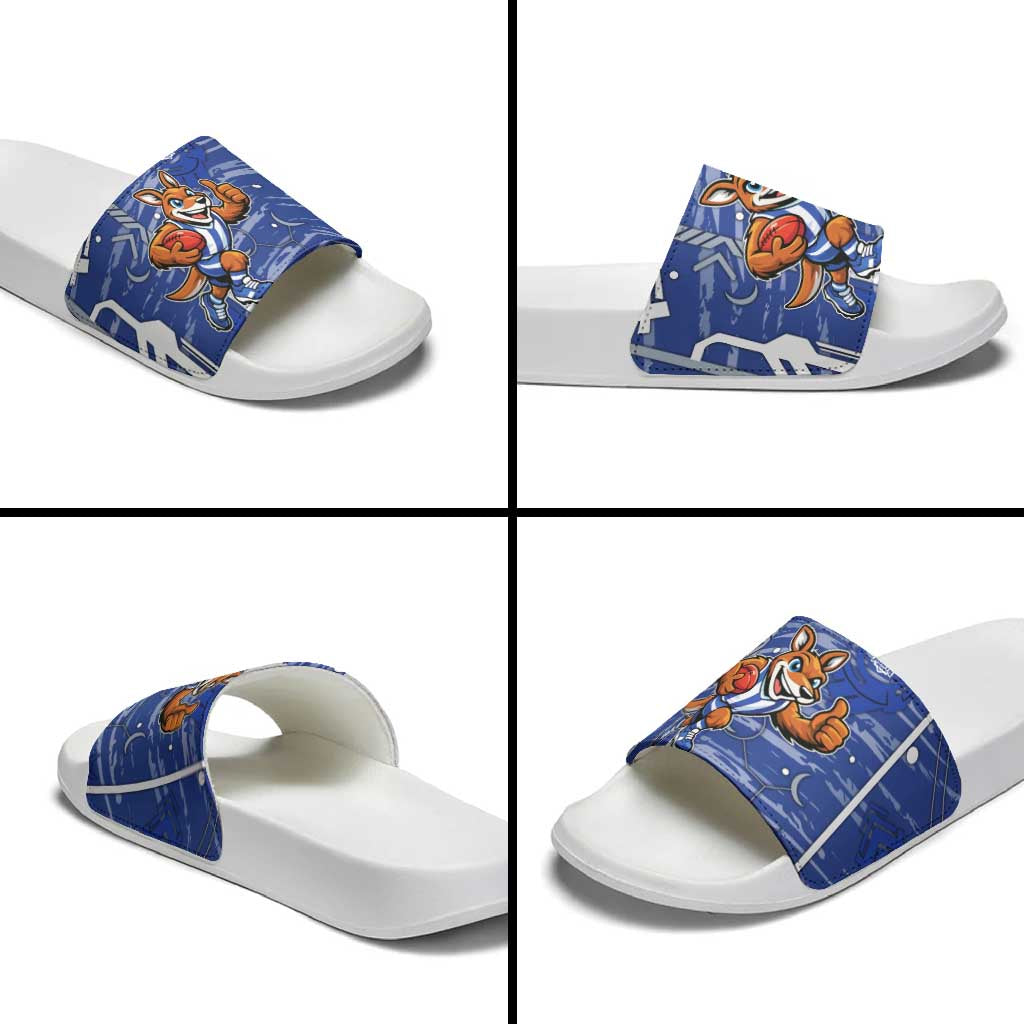 North Melbourne Kangaroos Slide Sandals Mascot Cartoon Football Illustration Style