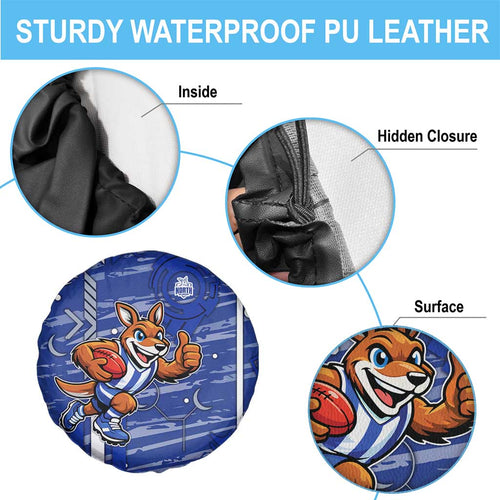 North Melbourne Kangaroos Spare Tire Cover Mascot Cartoon Football Illustration Style