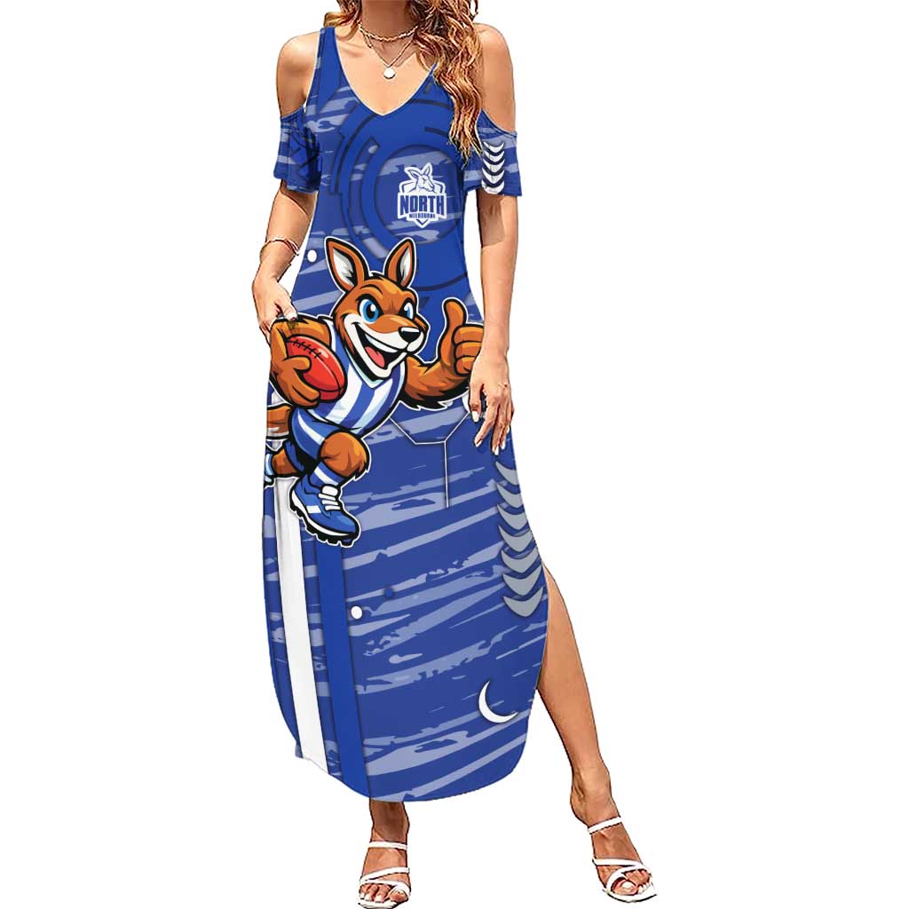 North Melbourne Kangaroos Summer Maxi Dress Mascot Cartoon Football Illustration Style