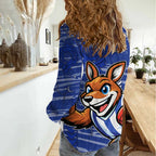 North Melbourne Kangaroos Women Casual Shirt Mascot Cartoon Football Illustration Style