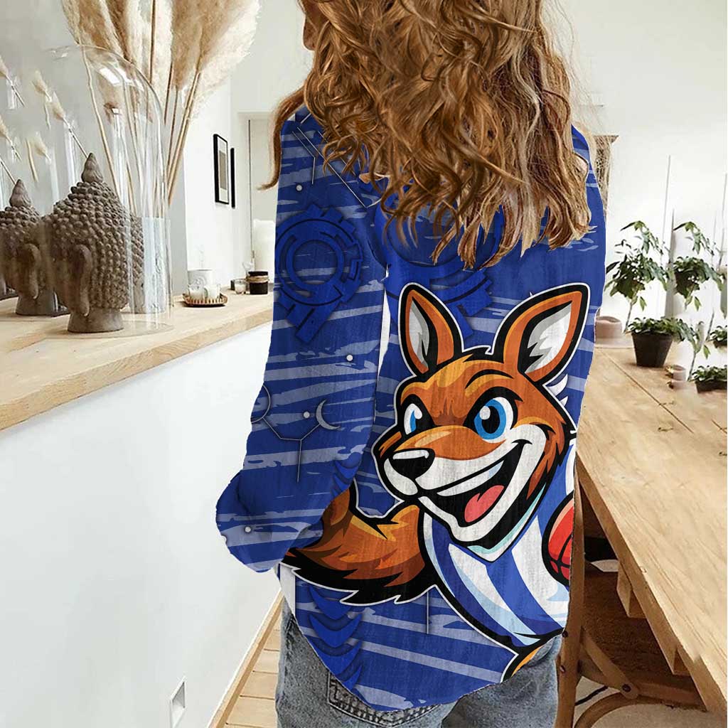North Melbourne Kangaroos Women Casual Shirt Mascot Cartoon Football Illustration Style