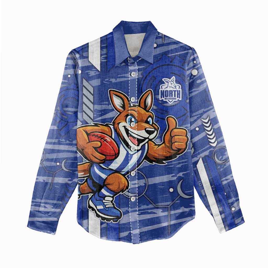 North Melbourne Kangaroos Women Casual Shirt Mascot Cartoon Football Illustration Style