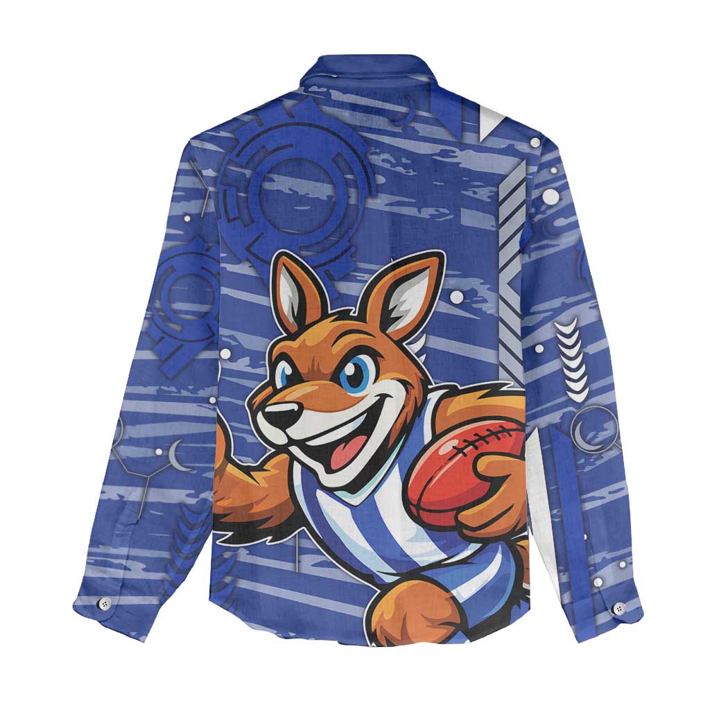 North Melbourne Kangaroos Women Casual Shirt Mascot Cartoon Football Illustration Style