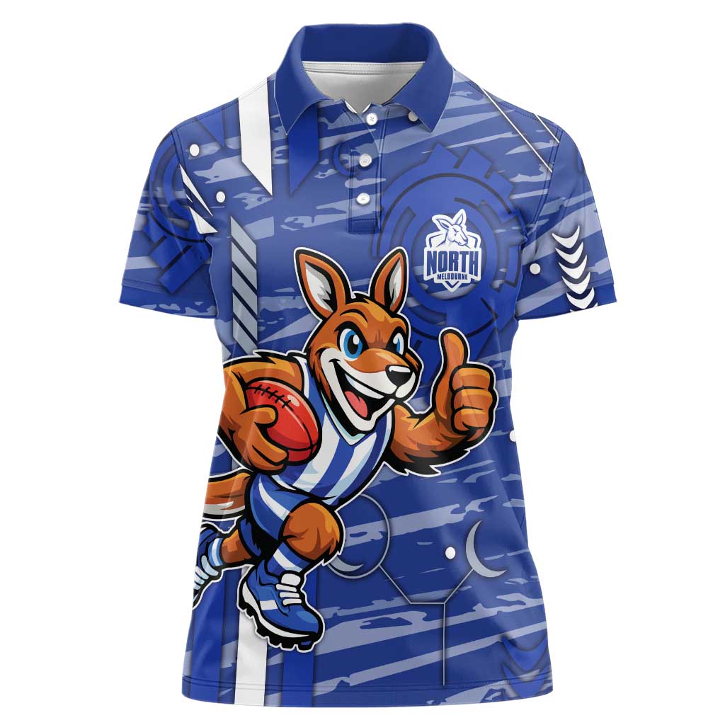 North Melbourne Kangaroos Women Polo Shirt Mascot Cartoon Football Illustration Style