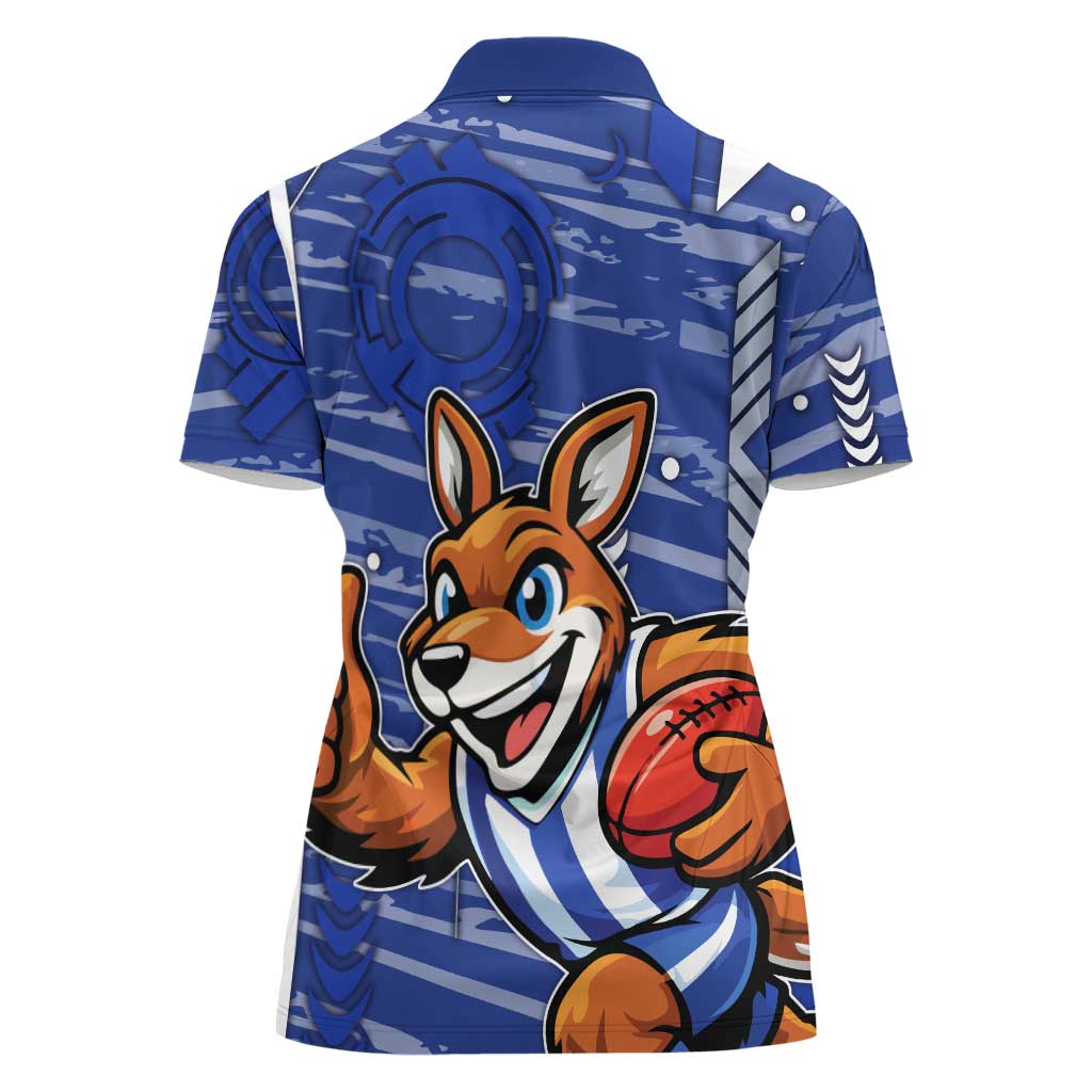 North Melbourne Kangaroos Women Polo Shirt Mascot Cartoon Football Illustration Style