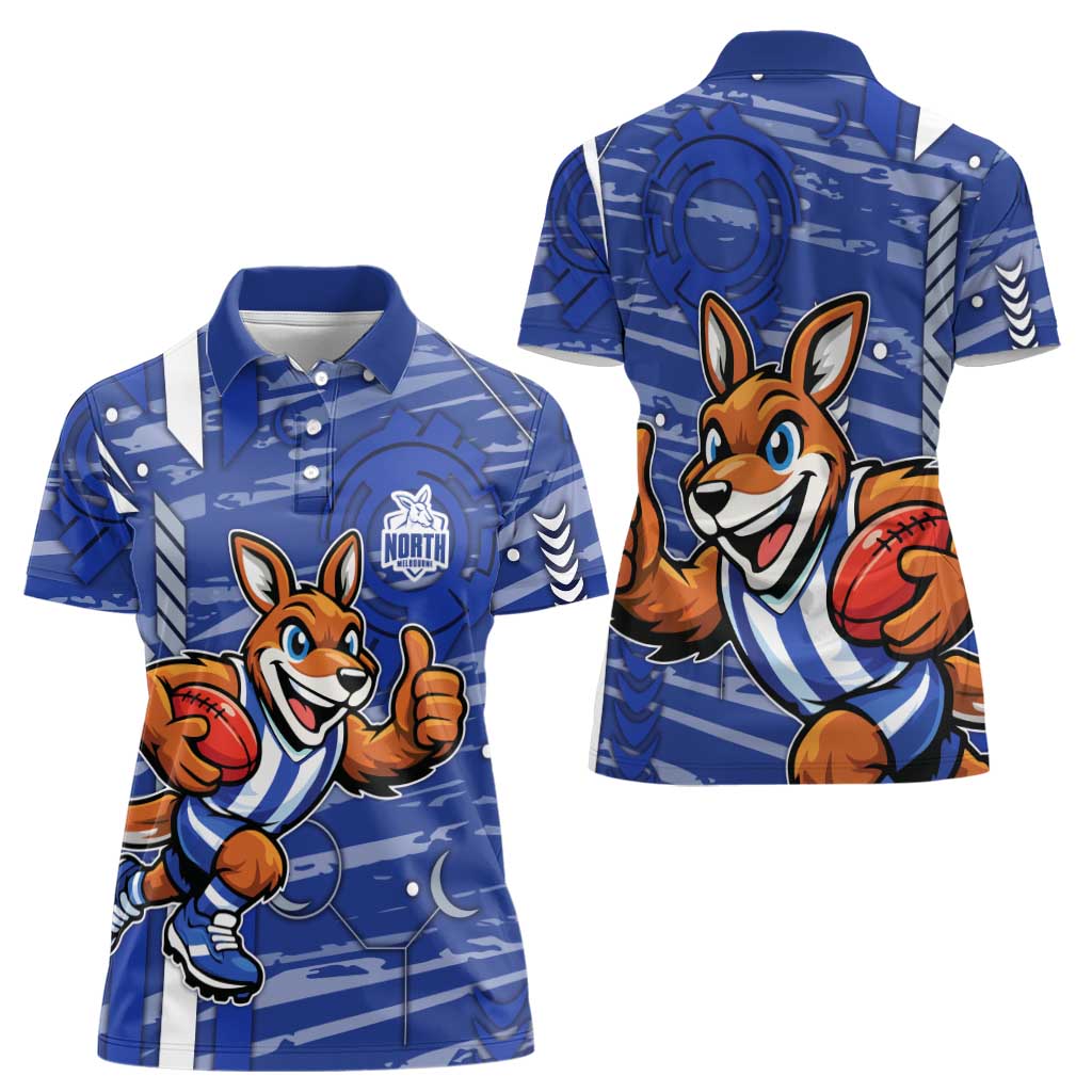 North Melbourne Kangaroos Women Polo Shirt Mascot Cartoon Football Illustration Style