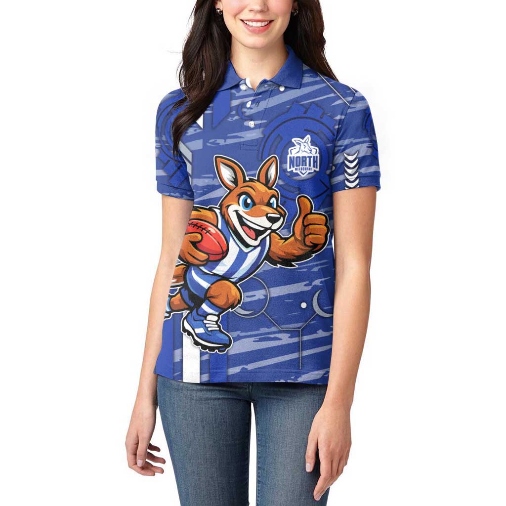 North Melbourne Kangaroos Women Polo Shirt Mascot Cartoon Football Illustration Style