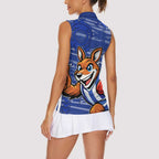 North Melbourne Kangaroos Women Sleeveless Polo Shirt Mascot Cartoon Football Illustration Style