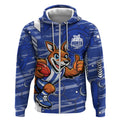 North Melbourne Kangaroos Zip Hoodie Mascot Cartoon Football Illustration Style