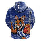 North Melbourne Kangaroos Zip Hoodie Mascot Cartoon Football Illustration Style