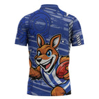 North Melbourne Kangaroos Zipper Polo Shirt Mascot Cartoon Football Illustration Style