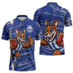 North Melbourne Kangaroos Zipper Polo Shirt Mascot Cartoon Football Illustration Style