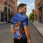 North Melbourne Kangaroos Zipper Polo Shirt Mascot Cartoon Football Illustration Style