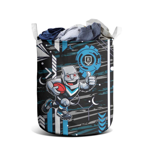 Port Adelaide Power Laundry Basket Mascot Cartoon Football Illustration Style