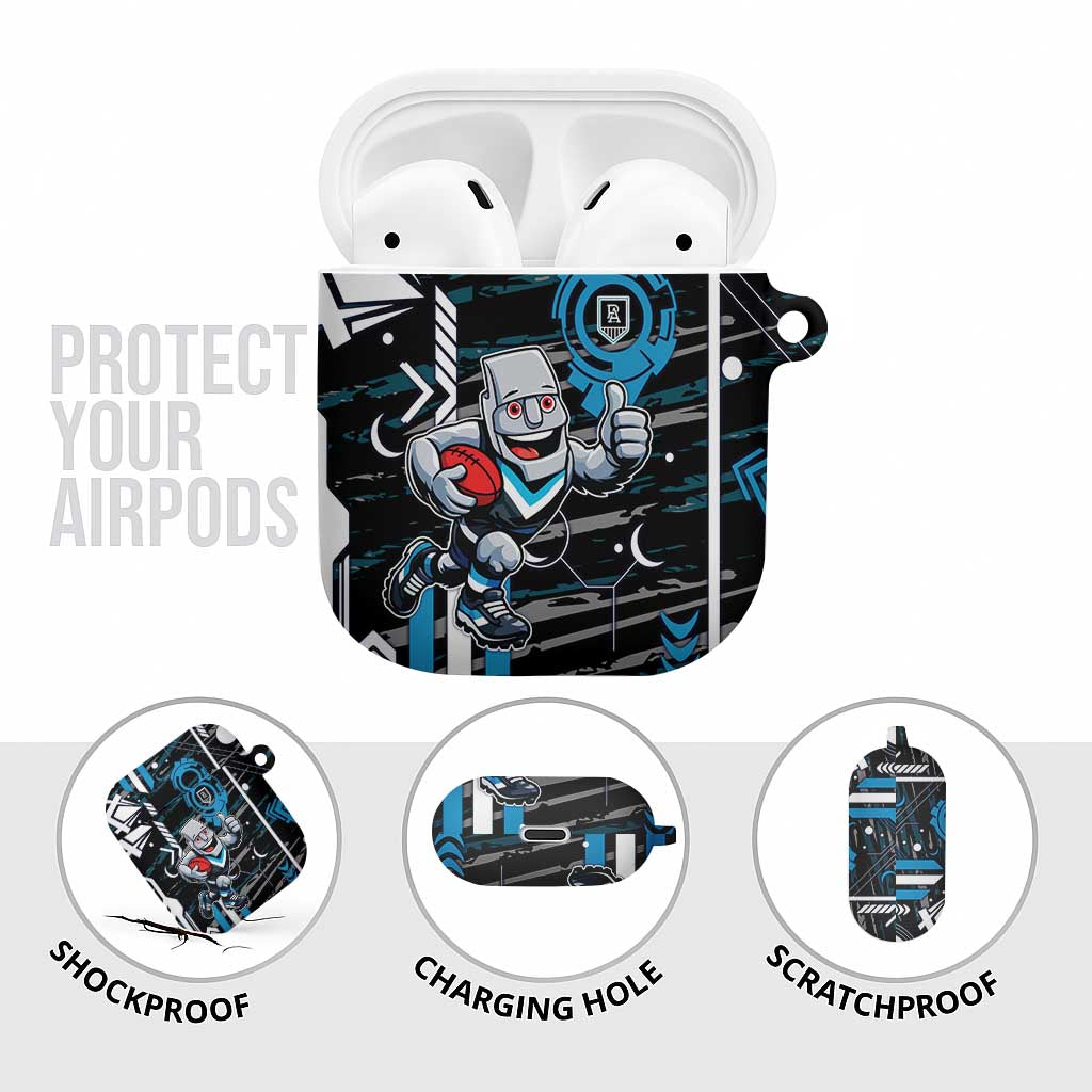 Port Adelaide Power AirPods Case Mascot Cartoon Football Illustration Style