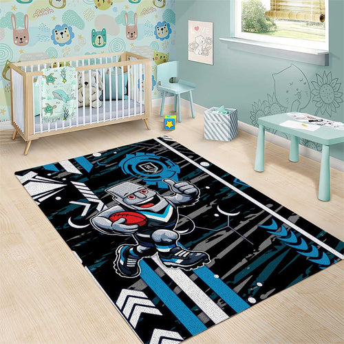 Port Adelaide Power Area Rug Mascot Cartoon Football Illustration Style