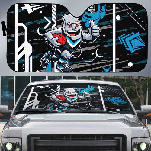 Port Adelaide Power Auto Sun Shade Mascot Cartoon Football Illustration Style
