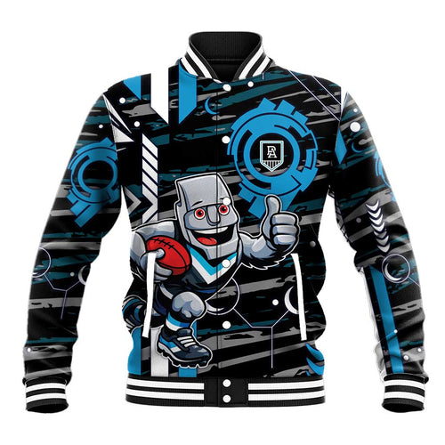 Port Adelaide Power Baseball Jacket Mascot Cartoon Football Illustration Style