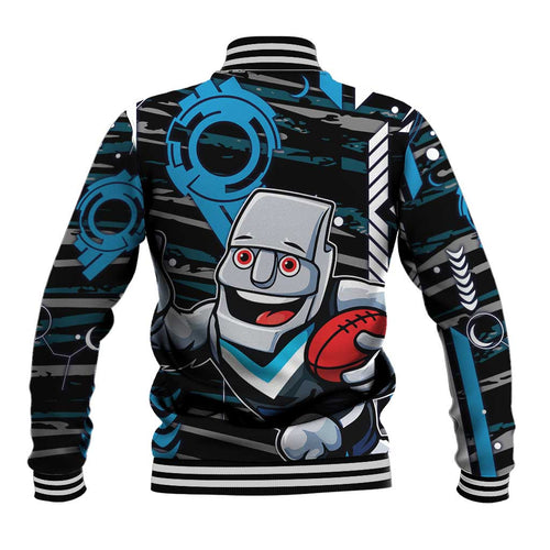 Port Adelaide Power Baseball Jacket Mascot Cartoon Football Illustration Style